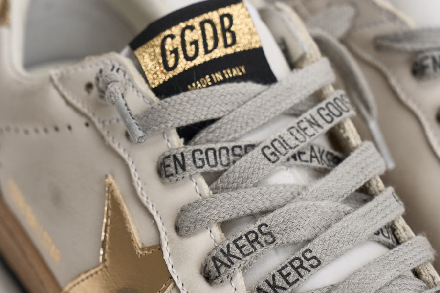 Sneakers donna Ball Star bianca e oro GWF00117 F00078380608 GOLDEN GOOSE 