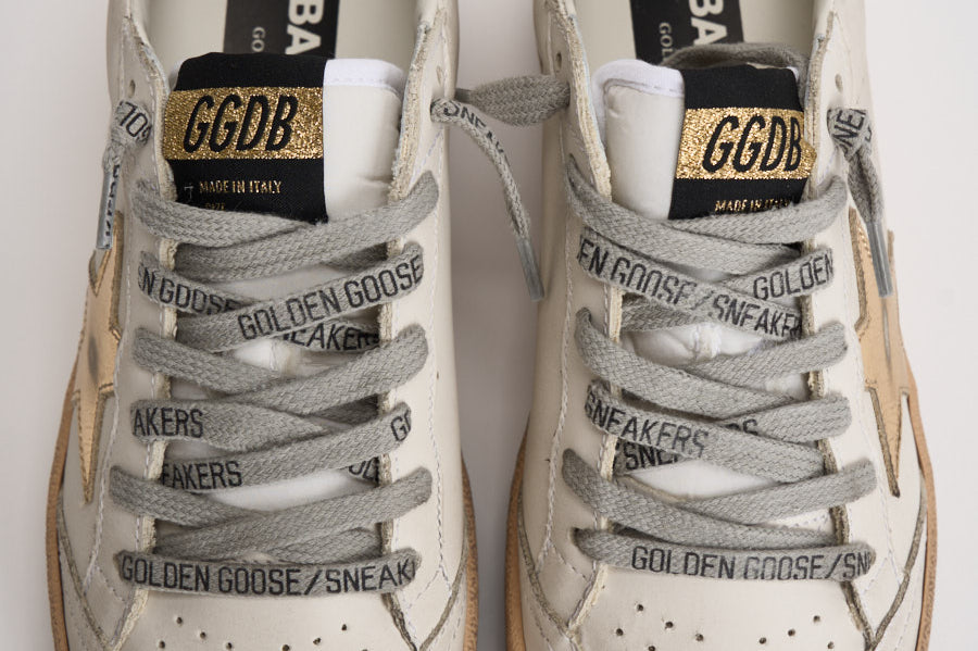 Sneakers donna Ball Star bianca e oro GWF00117 F00078380608 GOLDEN GOOSE 