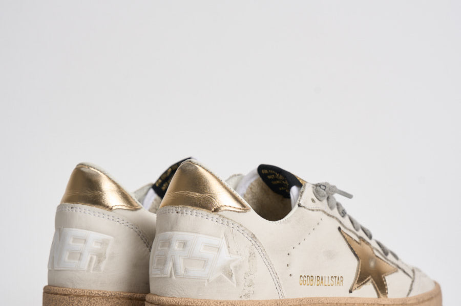 Sneakers donna Ball Star bianca e oro GWF00117 F00078380608 GOLDEN GOOSE 