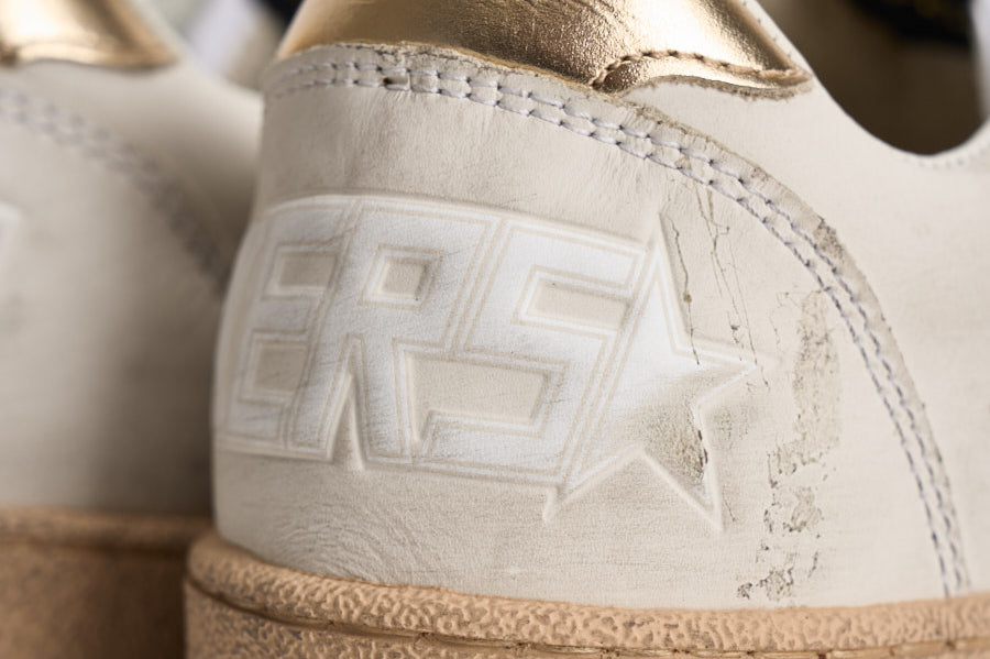 Sneakers donna Ball Star bianca e oro GWF00117 F00078380608 GOLDEN GOOSE 