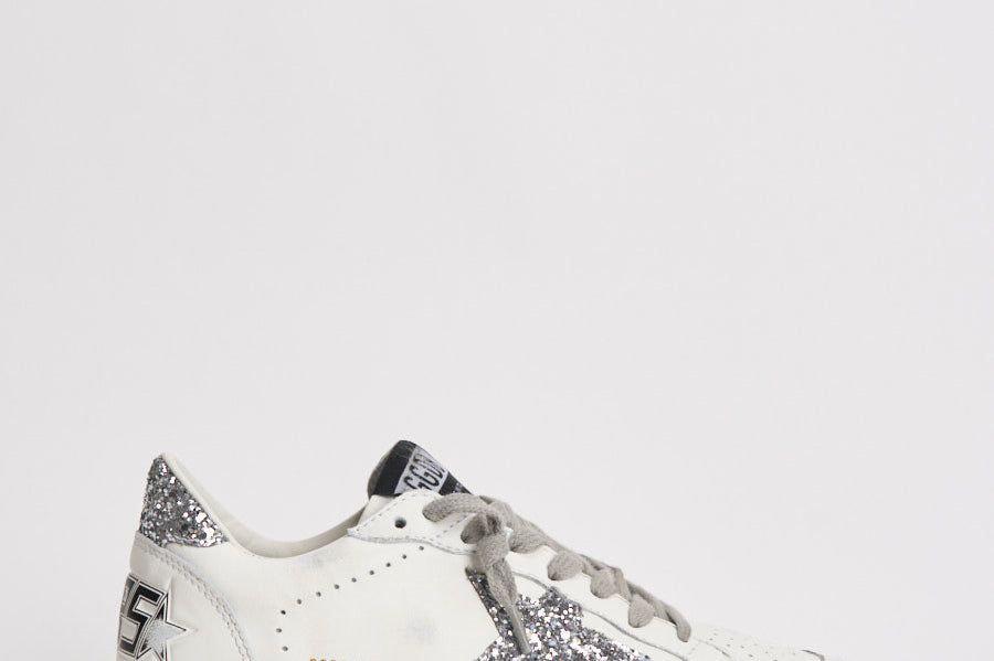 Sneakers donna Ball Star bianca glitter argento GWF00117 F00377311325 GOLDEN GOOSE 