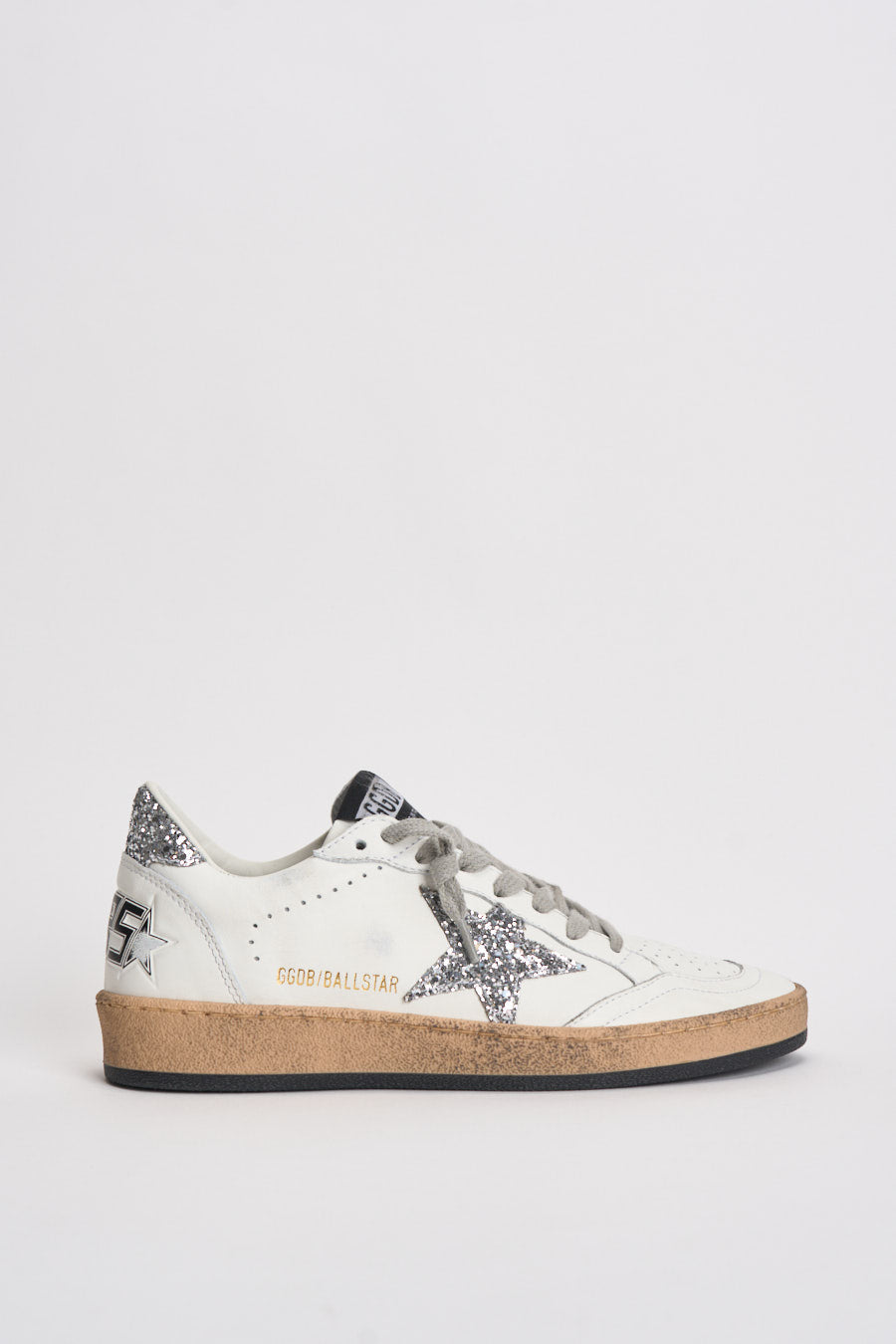 Sneakers donna Ball Star bianca glitter argento GWF00117 F00377311325 GOLDEN GOOSE 