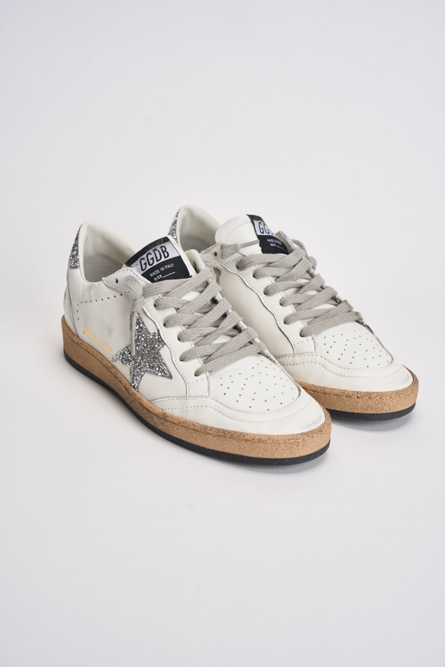 Sneakers donna Ball Star bianca glitter argento GWF00117 F00377311325 GOLDEN GOOSE 