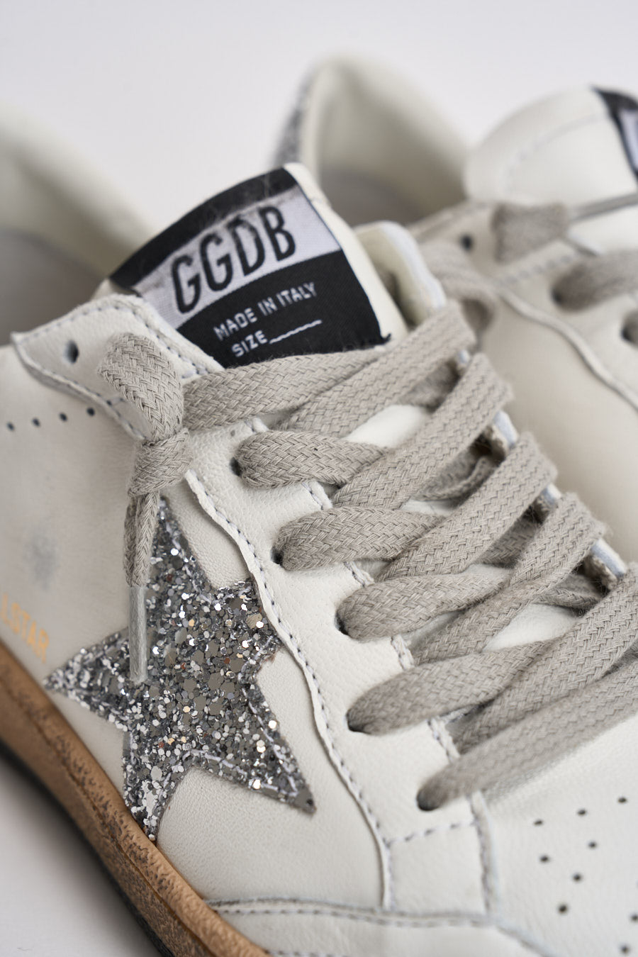 Sneakers donna Ball Star bianca glitter argento GWF00117 F00377311325 GOLDEN GOOSE 