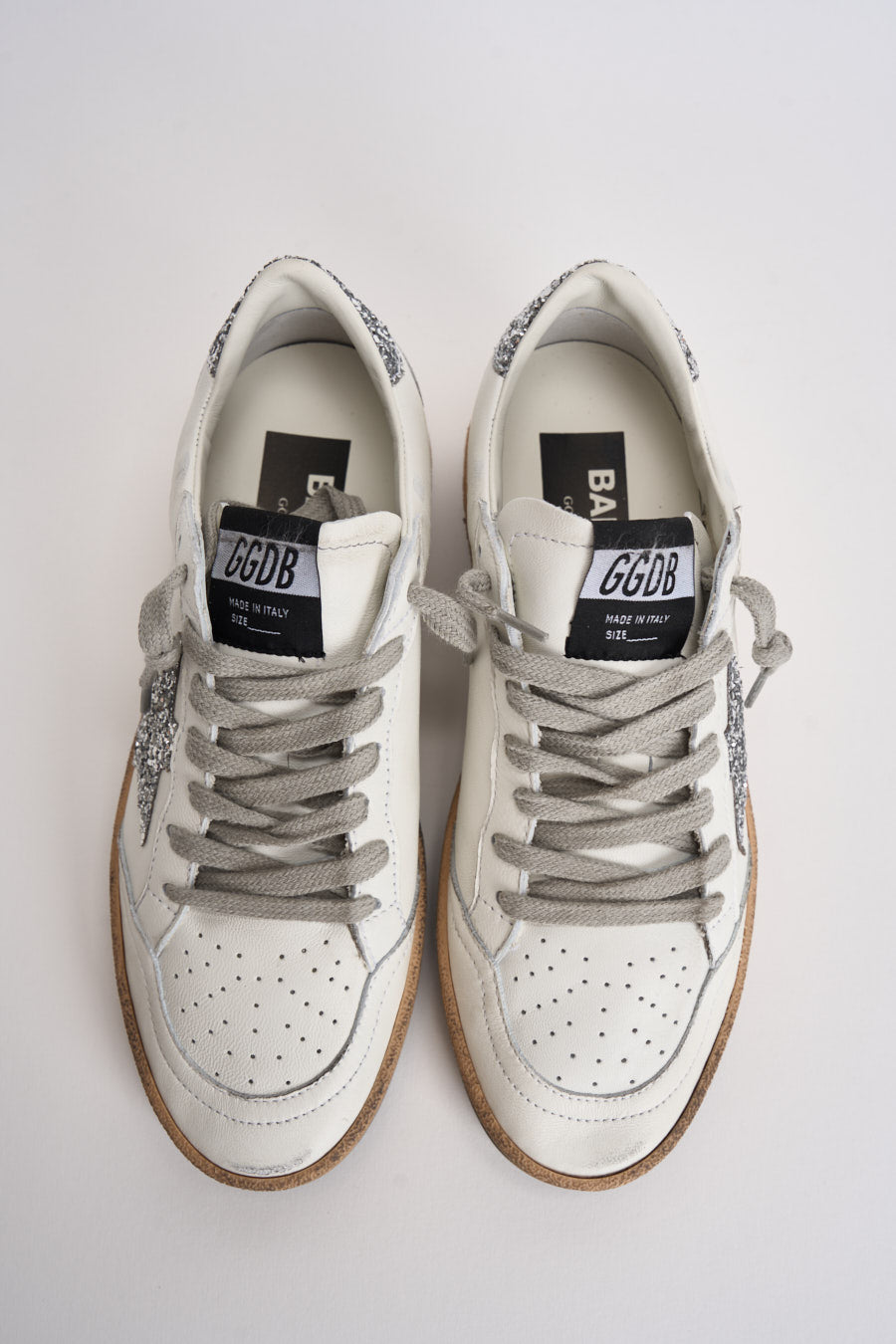Sneakers donna Ball Star bianca glitter argento GWF00117 F00377311325 GOLDEN GOOSE 