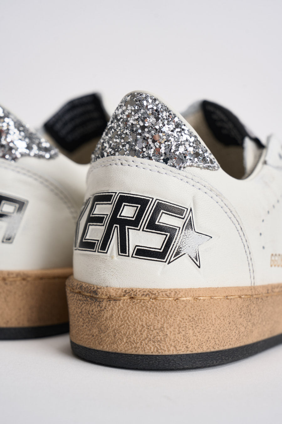 Sneakers donna Ball Star bianca glitter argento GWF00117 F00377311325 GOLDEN GOOSE 