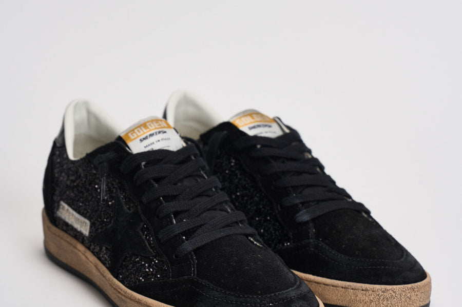 Sneakers donna Ball-Star con glietter nere GWF00117 F00398990100 GOLDEN GOOSE 