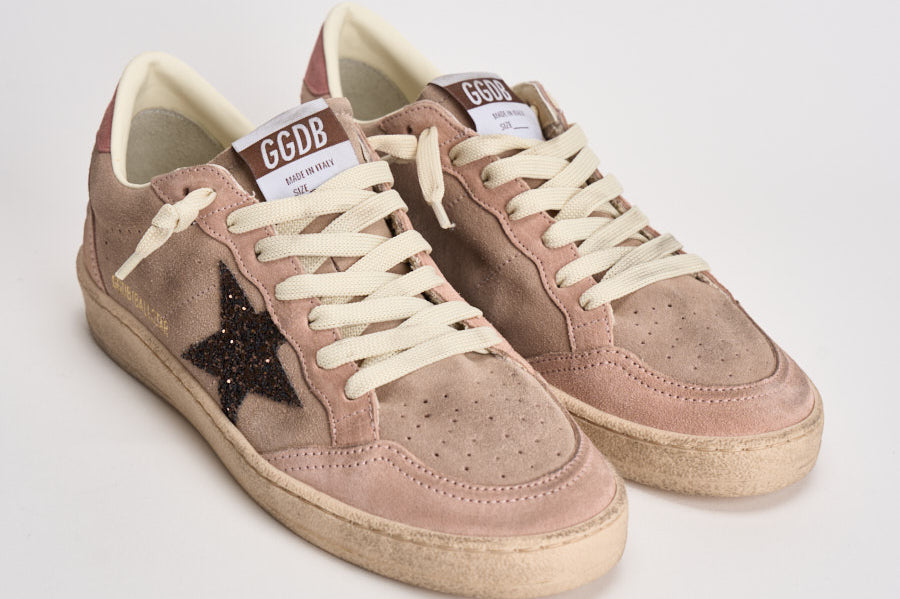 Sneakers donna Ball Star in suede rosa cipria GWF00117 F00869425819 GOLDEN GOOSE 