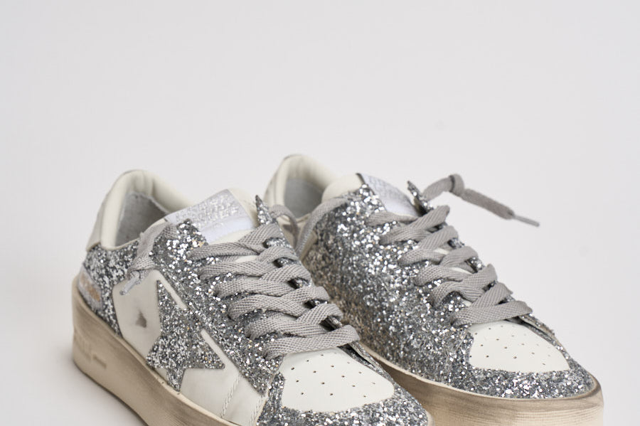 Sneakers donna Stardan glitter argento GWF00128 F00218580185 GOLDEN GOOSE 