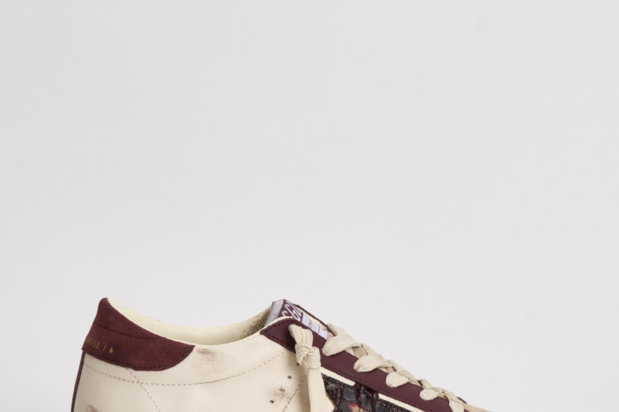Sneakers donna Super Star bianca e bordeaux GWF01002 F00876115993 GOLDEN GOOSE 