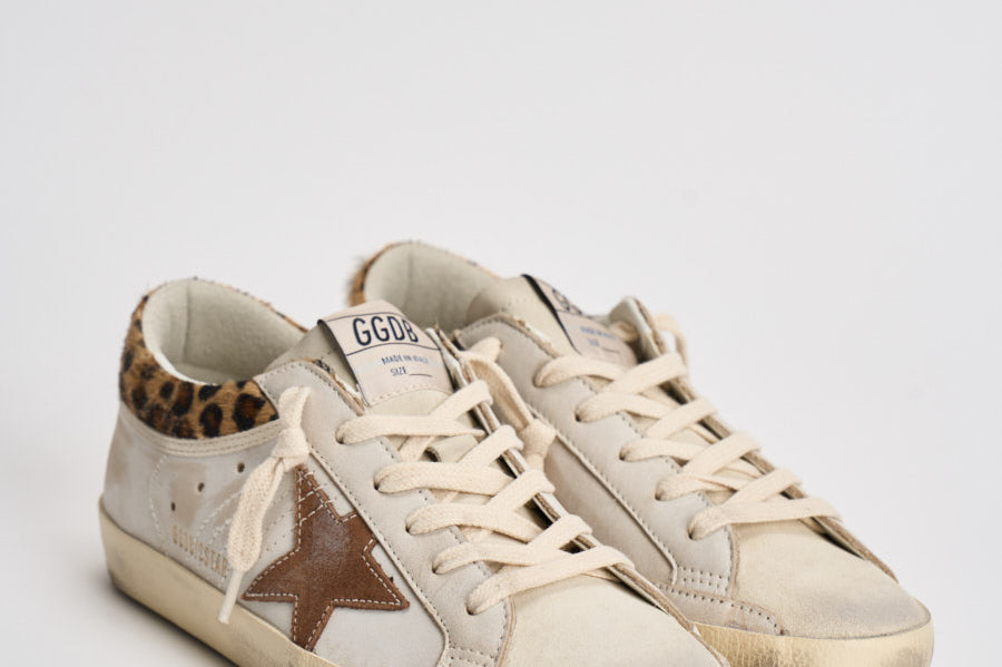 Sneakers donna Super-Star bianca e cavallino leopardato GWF01042 F00816783260 GOLDEN GOOSE 