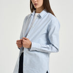 Camicia donna Oxford con righe a bastoncino celeste e bianca GWP00820 P00054880197 GOLDEN GOOSE 