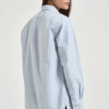 Camicia donna Oxford con righe a bastoncino celeste e bianca GWP00820 P00054880197 GOLDEN GOOSE 