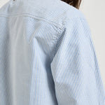 Camicia donna Oxford con righe a bastoncino celeste e bianca GWP00820 P00054880197 GOLDEN GOOSE 