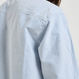 Camicia donna Oxford con righe a bastoncino celeste e bianca GWP00820 P00054880197 GOLDEN GOOSE 