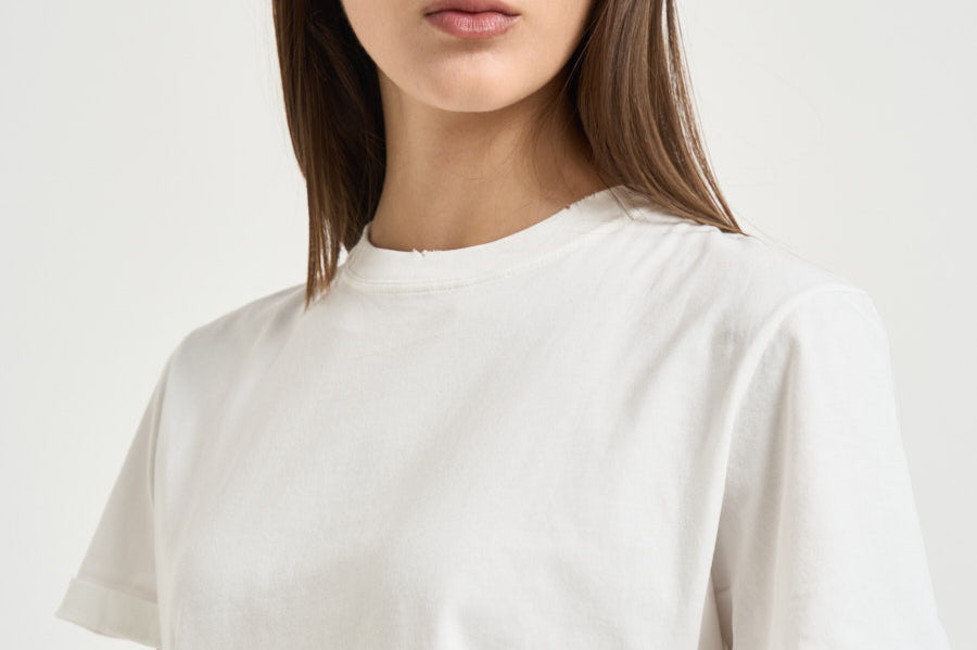 T-shirt donna regular distressed bianca GWP01220 P00063810363 GOLDEN GOOSE 