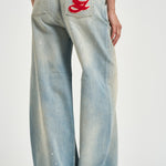 Jeans donna Melody Boyfriend in denim chiaro GWP02079 P00260650100 GOLDEN GOOSE 