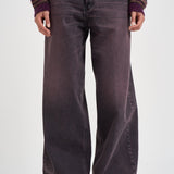 Jeans donna Bethany gamba larga in denim melanzana BETHANY PINKBLACK HAIKURE 