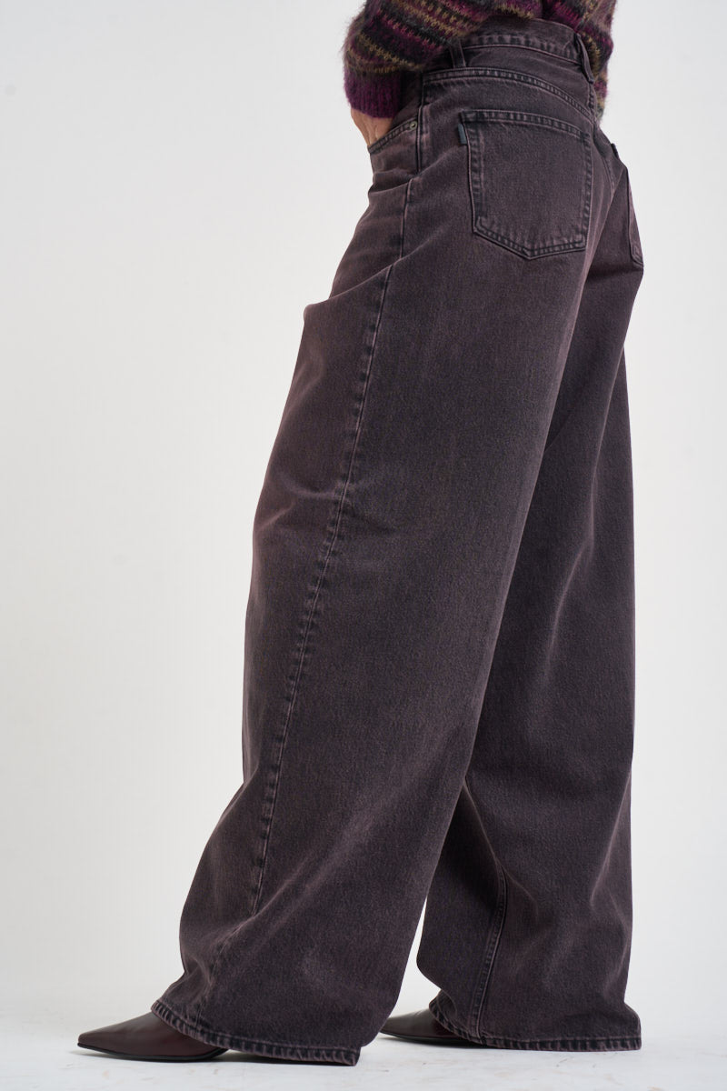 Jeans donna Bethany gamba larga in denim melanzana BETHANY PINKBLACK HAIKURE 
