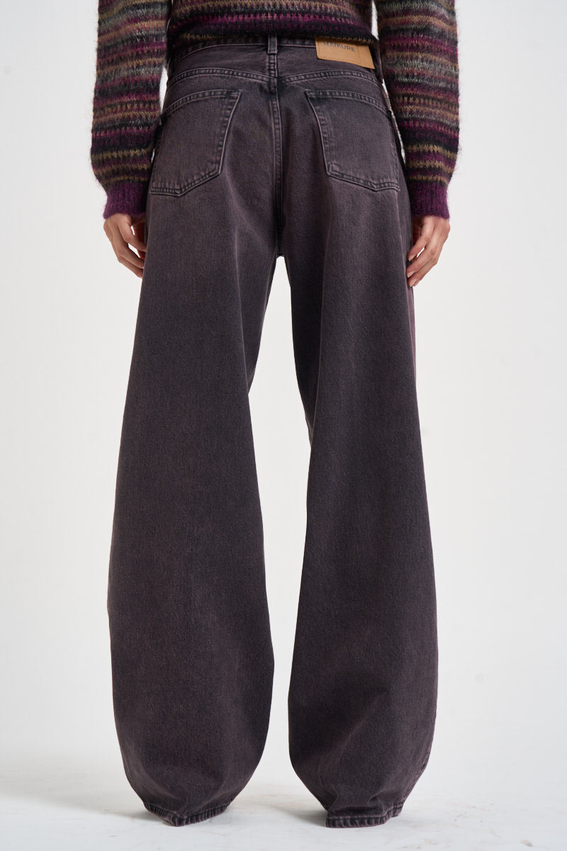 Jeans donna Bethany gamba larga in denim melanzana BETHANY PINKBLACK HAIKURE 