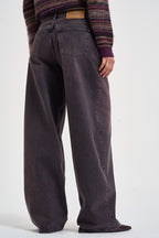 Jeans donna Bethany gamba larga in denim melanzana BETHANY PINKBLACK HAIKURE 