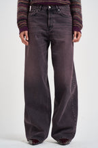 Jeans donna Bethany gamba larga in denim melanzana BETHANY PINKBLACK HAIKURE 