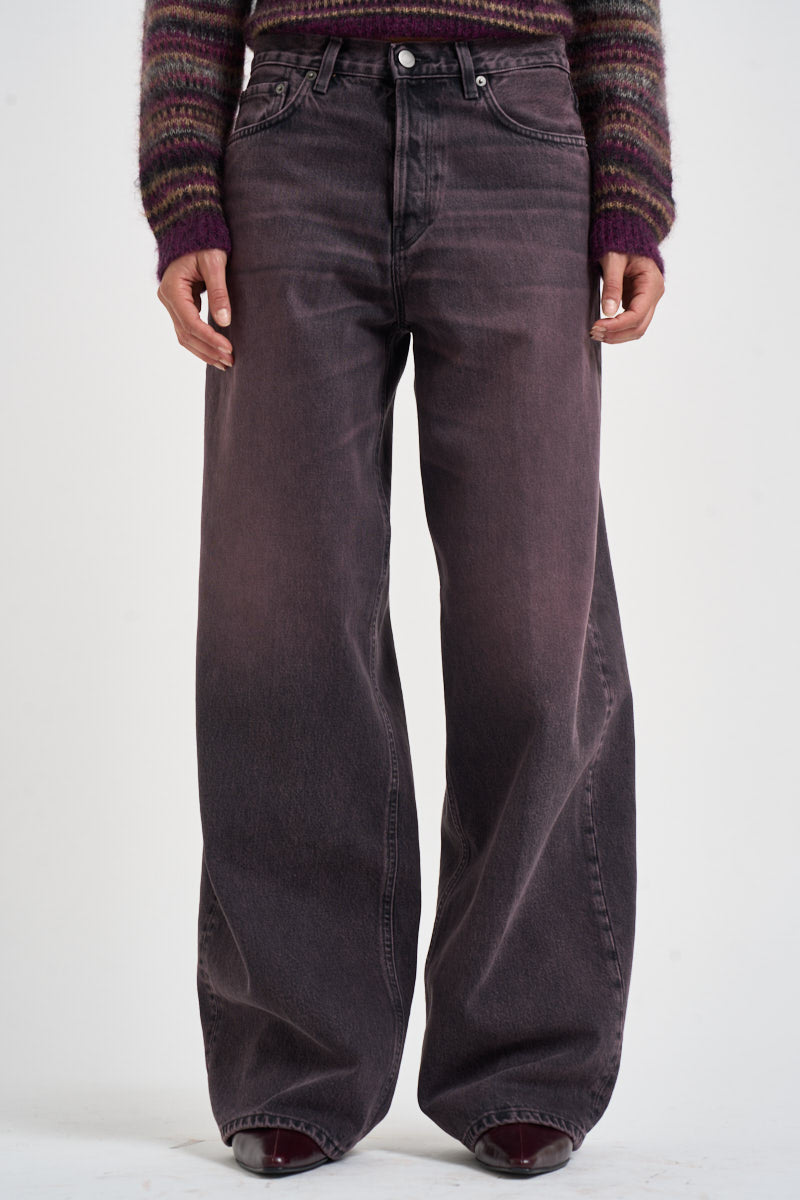 Jeans donna Bethany gamba larga in denim melanzana BETHANY PINKBLACK HAIKURE 