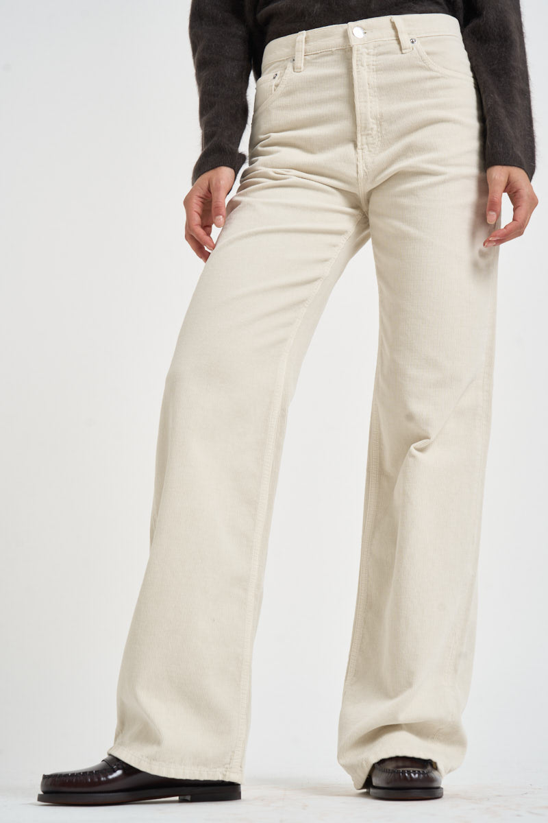Pantalone donna Korea in velluto a coste panna KOREAVELVETPIER SNOW HAIKURE 