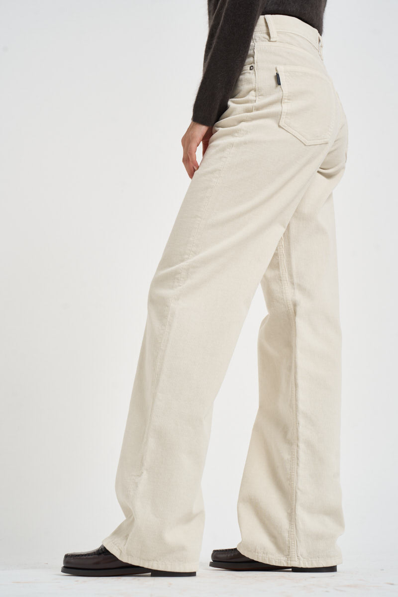 Pantalone donna Korea in velluto a coste panna KOREAVELVETPIER SNOW HAIKURE 