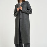 Cappotto donna Long Topcoat grigio melange AA1220 MIDDLEGREY HARRIS WHARF LONDON 