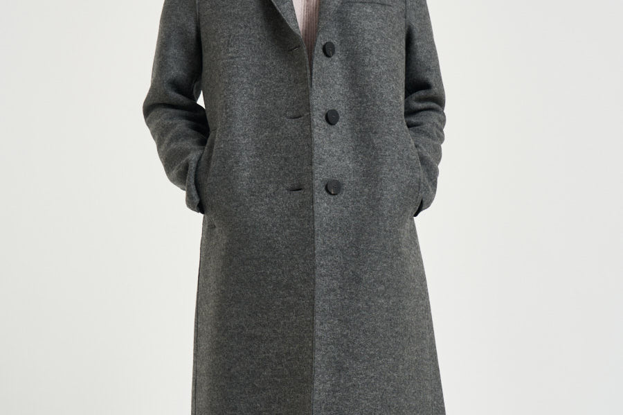 Cappotto donna Long Topcoat grigio melange AA1220 MIDDLEGREY HARRIS WHARF LONDON 