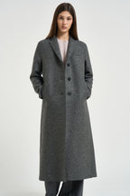 Cappotto donna lungo grigio melange AA1220 MIDDLEGREY HARRIS WHARF LONDON 