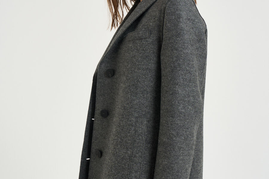 Cappotto donna Long Topcoat grigio melange AA1220 MIDDLEGREY HARRIS WHARF LONDON 