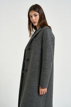 Cappotto donna lungo grigio melange AA1220 MIDDLEGREY HARRIS WHARF LONDON 