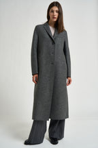 Cappotto donna lungo grigio melange AA1220 MIDDLEGREY HARRIS WHARF LONDON 