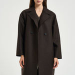 Cappotto donna doppiopetto marrone scuro AC1487 DARKBROWN HARRIS WHARF LONDON 