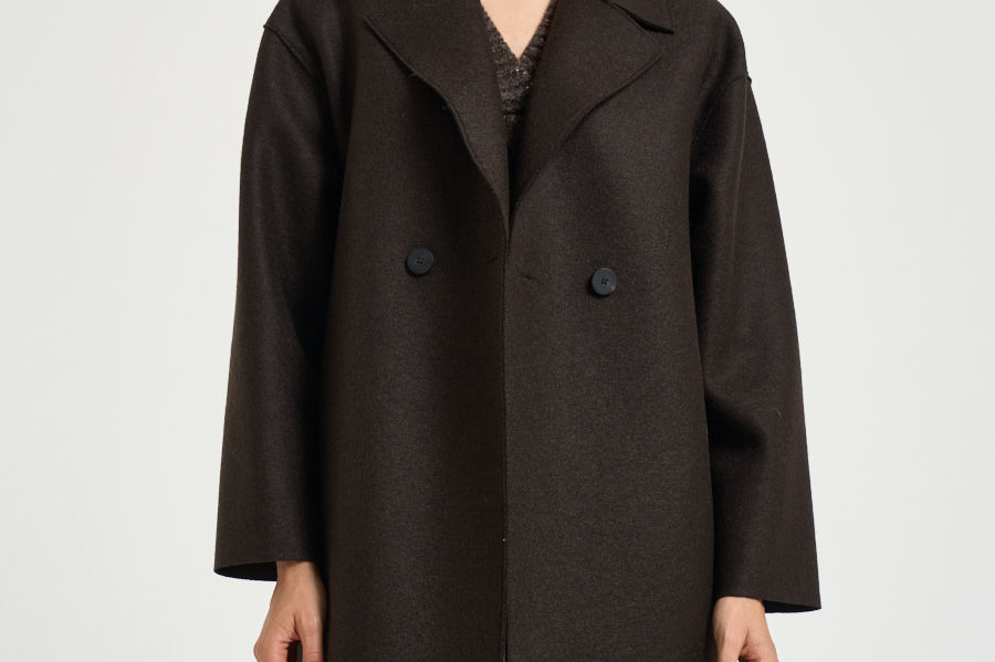 Cappotto donna doppiopetto marrone scuro AC1487 DARKBROWN HARRIS WHARF LONDON 