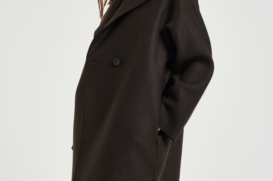 Cappotto donna doppiopetto marrone scuro AC1487 DARKBROWN HARRIS WHARF LONDON 