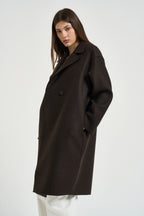 Cappotto donna doppiopetto marrone scuro AC1487 DARKBROWN HARRIS WHARF LONDON 