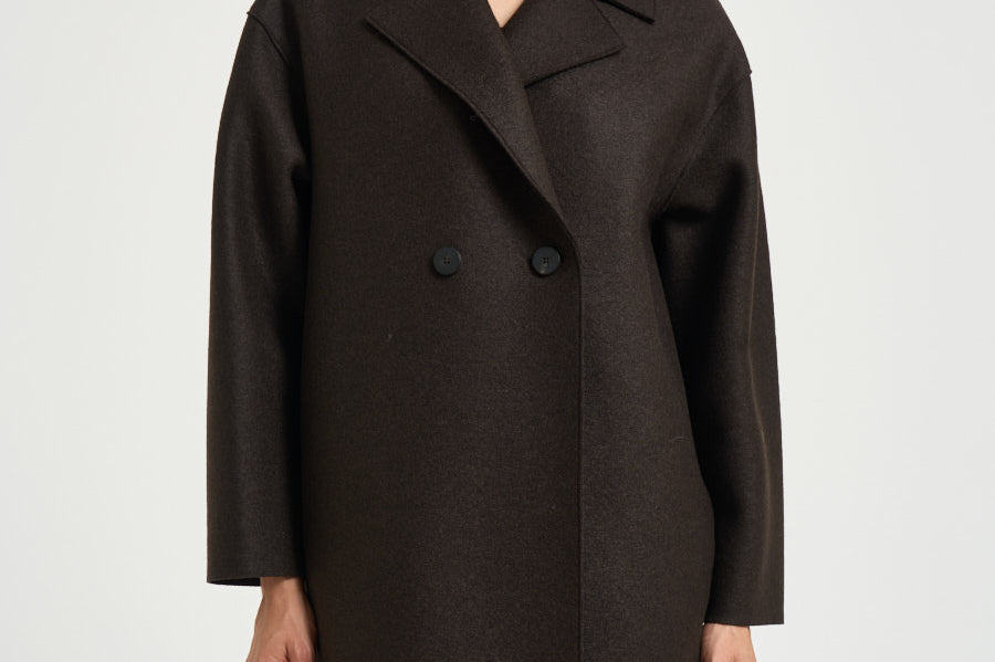 Cappotto donna doppiopetto marrone scuro AC1487 DARKBROWN HARRIS WHARF LONDON 