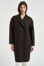 Cappotto donna doppiopetto marrone scuro AC1487 DARKBROWN HARRIS WHARF LONDON 