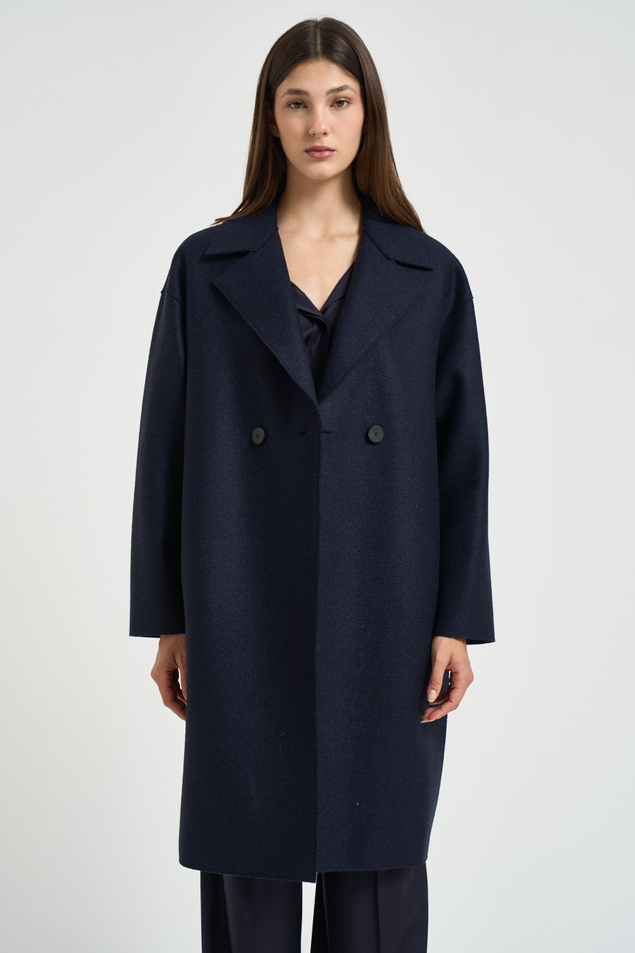 Cappotto donna midi doppiopetto blu AC1487 NAVYBLUE HARRIS WHARF LONDON 