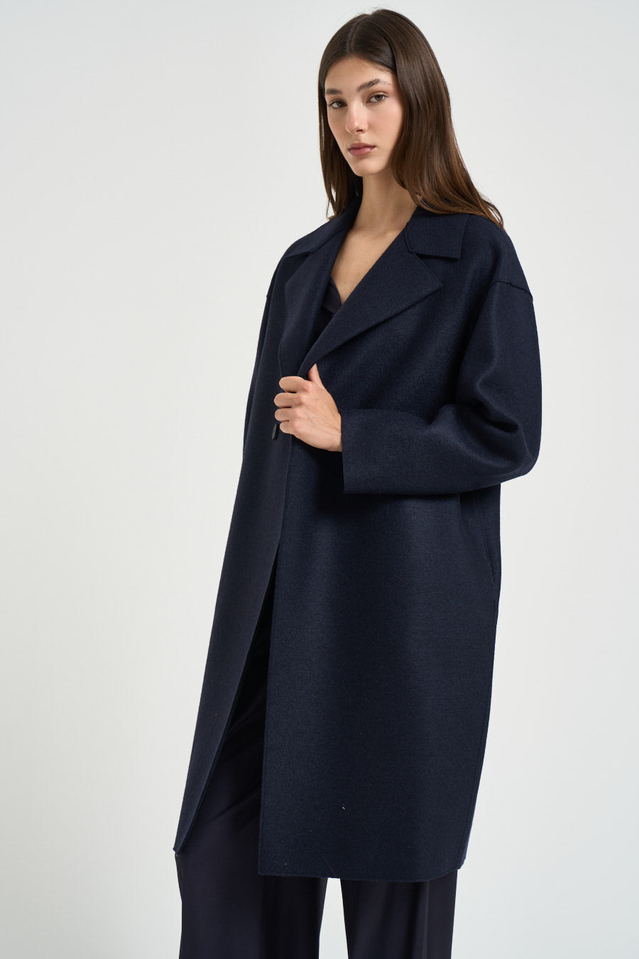 Cappotto donna midi doppiopetto blu AC1487 NAVYBLUE HARRIS WHARF LONDON 