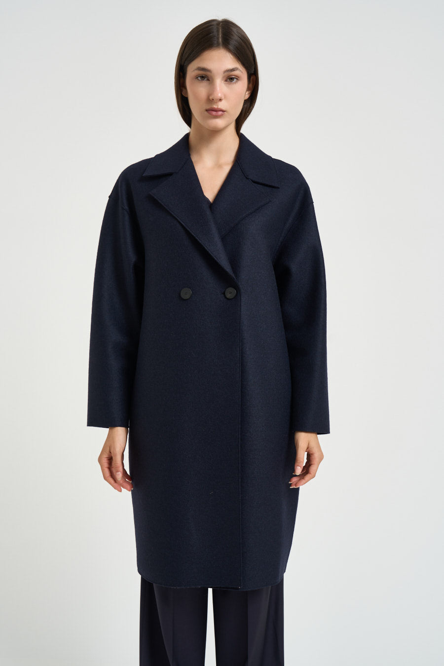 Cappotto donna midi doppiopetto blu AC1487 NAVYBLUE HARRIS WHARF LONDON 