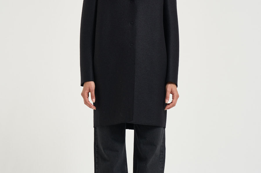 Cappotto donna midi monopetto nero AE1301 BLACK HARRIS WHARF LONDON 