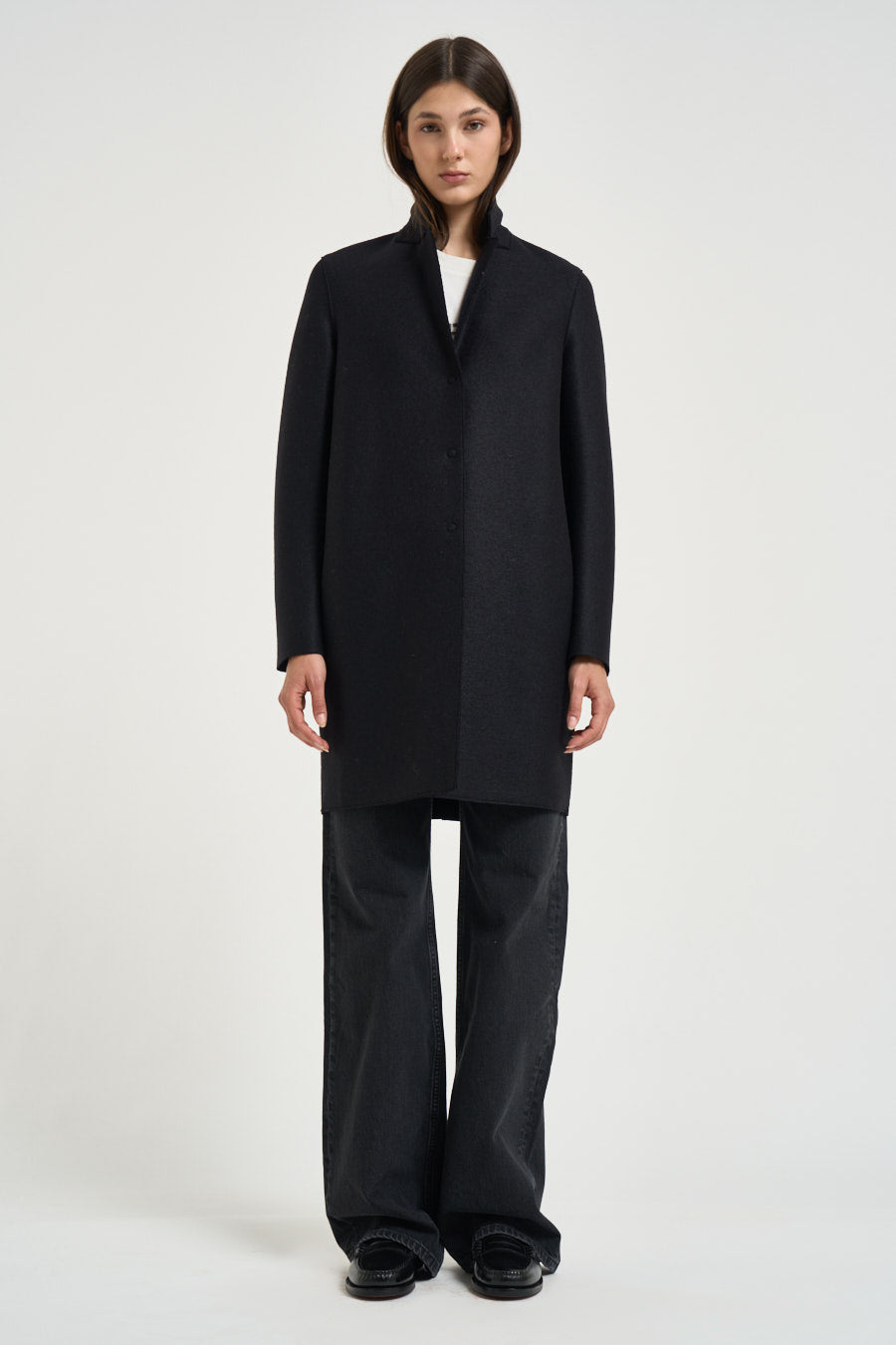 Cappotto donna coocun midi nero AE1301 BLACK HARRIS WHARF LONDON 