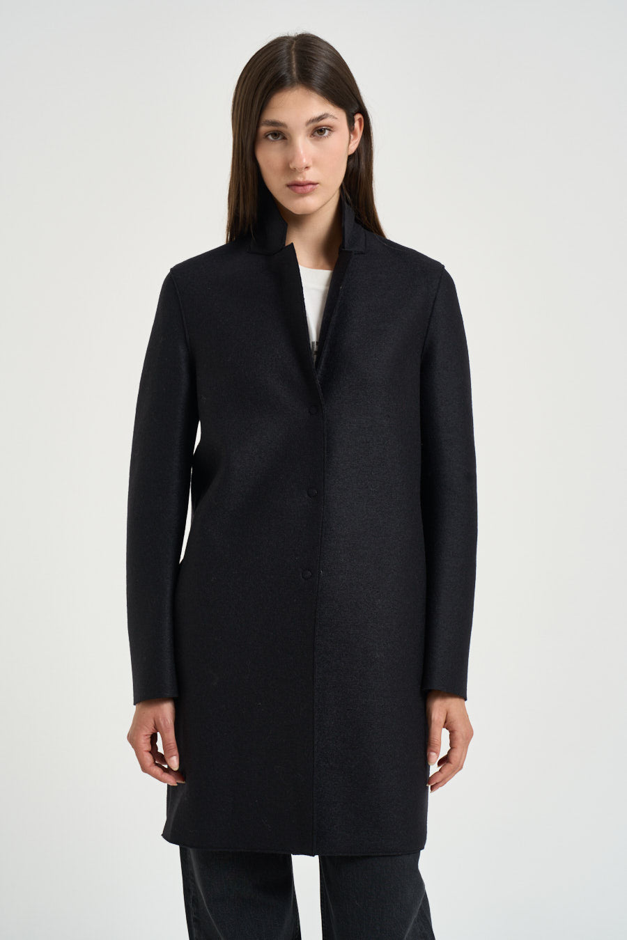 Cappotto donna coocun midi nero AE1301 BLACK HARRIS WHARF LONDON 