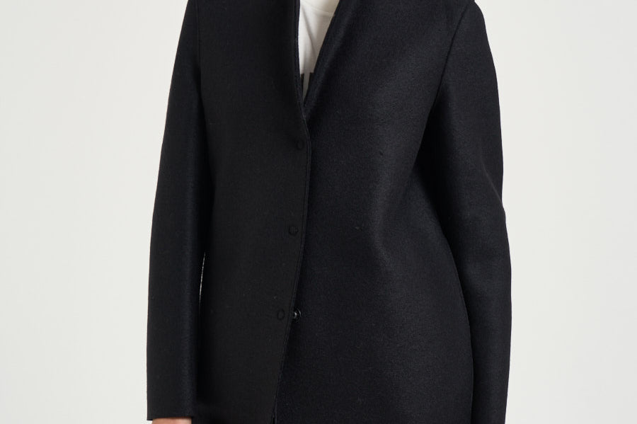 Cappotto donna midi monopetto nero AE1301 BLACK HARRIS WHARF LONDON 