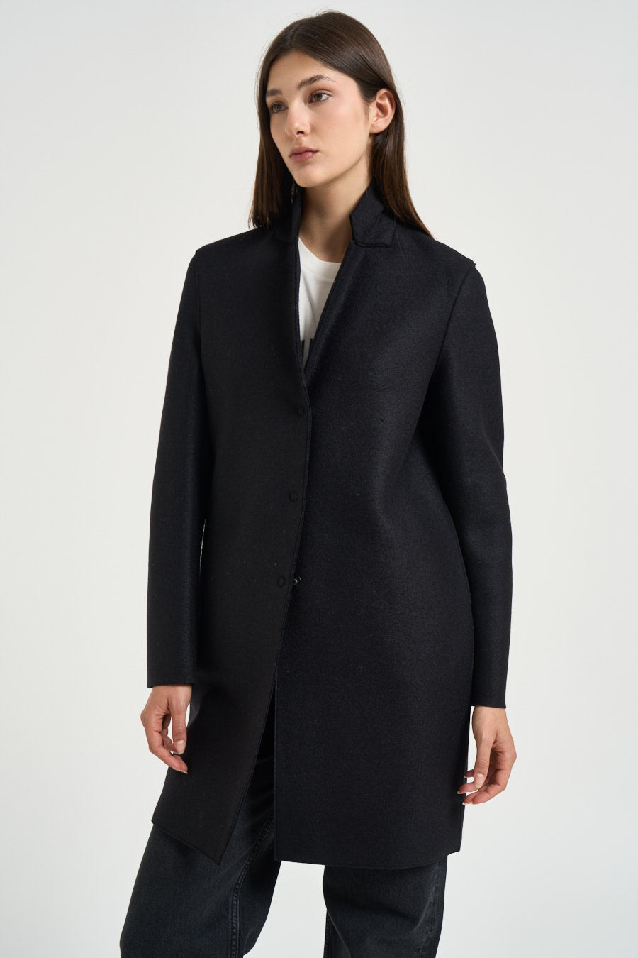 Cappotto donna coocun midi nero AE1301 BLACK HARRIS WHARF LONDON 