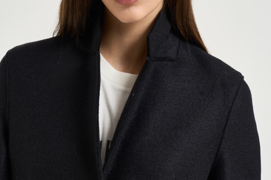 Cappotto donna midi monopetto nero AE1301 BLACK HARRIS WHARF LONDON 